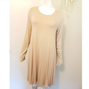 Mts Cream Long Sleeve Flowy Dress